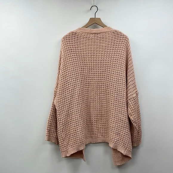 Women's Pink Knit Cardigan Sweater - Picture 6 of 10